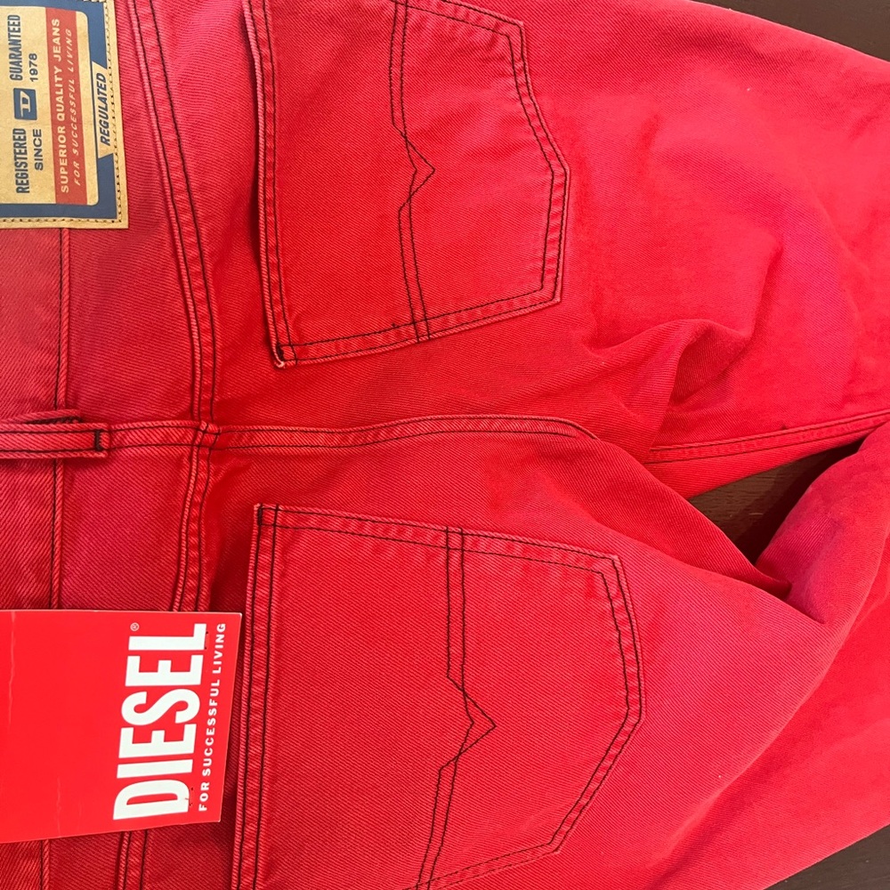 Diesel Red Slim Men Jeans
